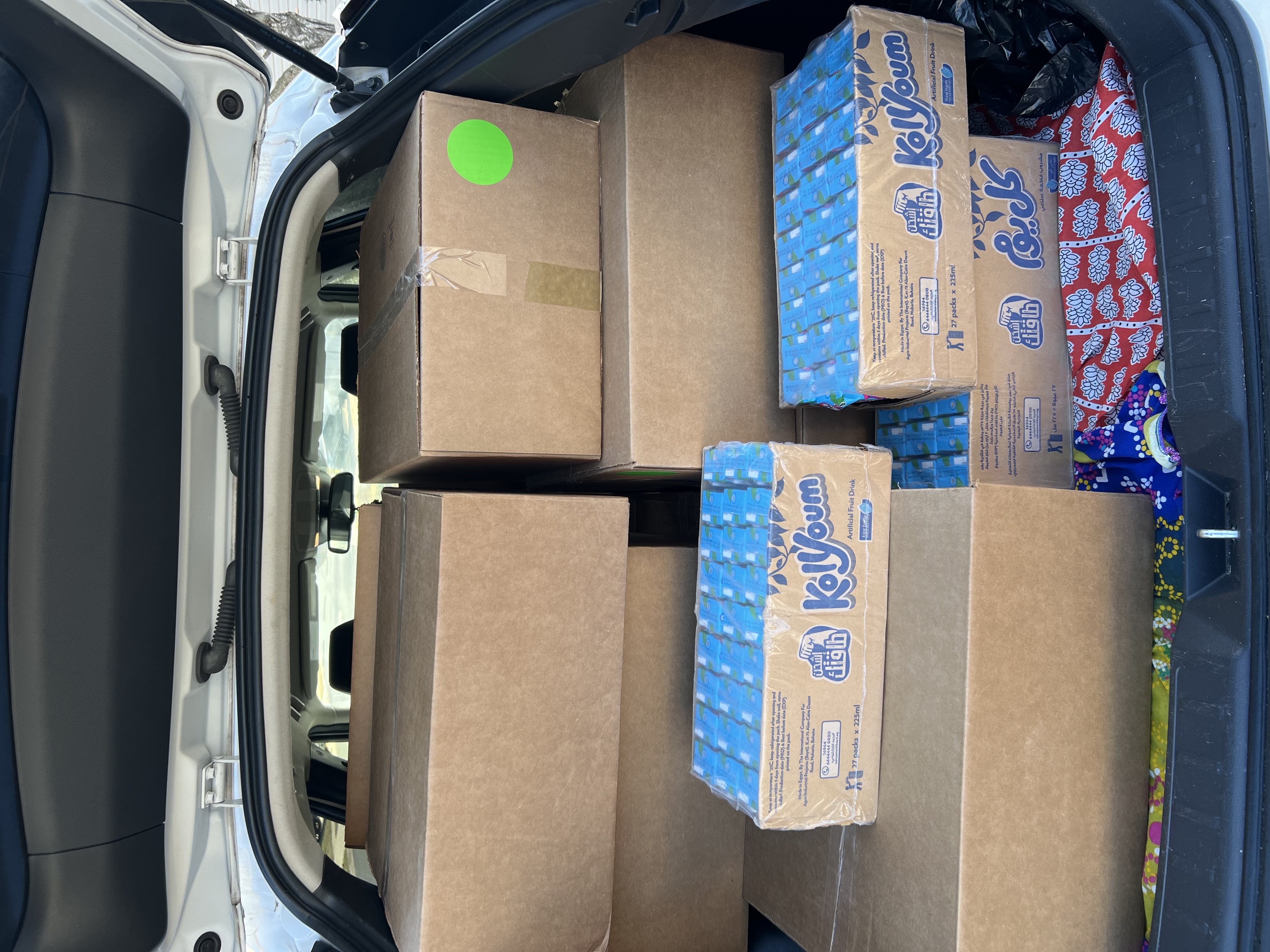 Volunteers organizing food donations